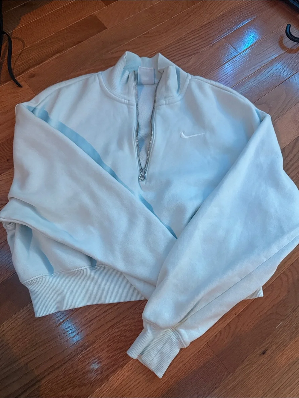 Nike Pale Blue Half-Zip Cropped Sweatshirt